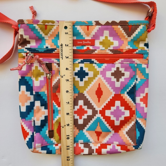 Vera Bradley Hacienda Diamonds Colorful Print Coral Strap Crossbody Bag Purse - Picture 15 of 15